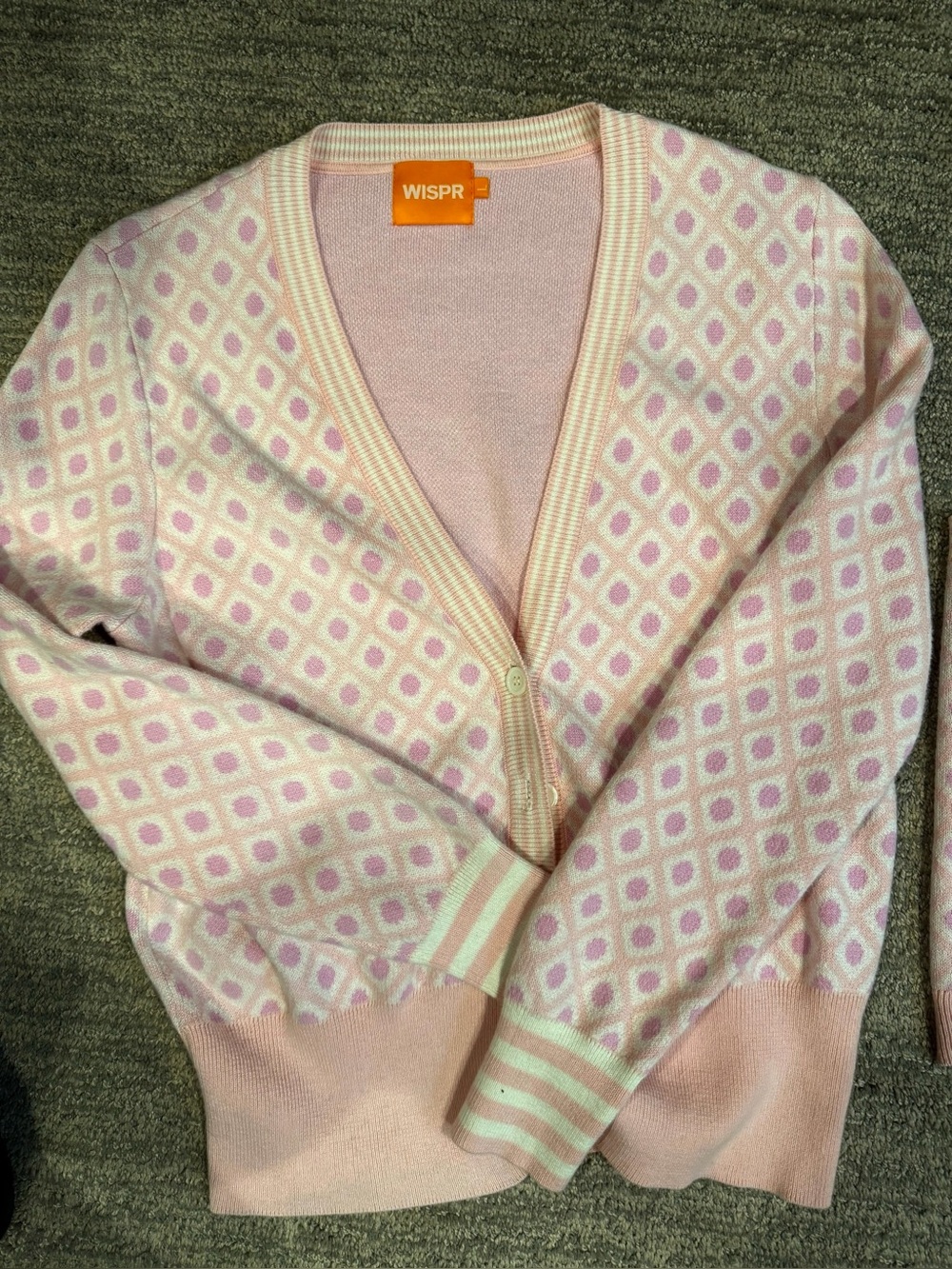 Brodie Mini Argyle Cardigan twin set  - Soft Pink size L Oprah's fave pick